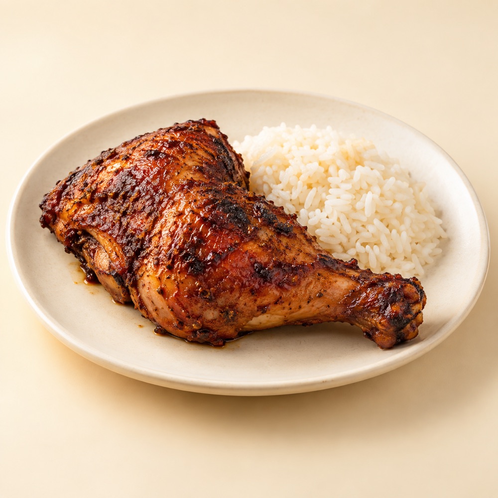 Cuisse de poulet boucané, illustration de présentation